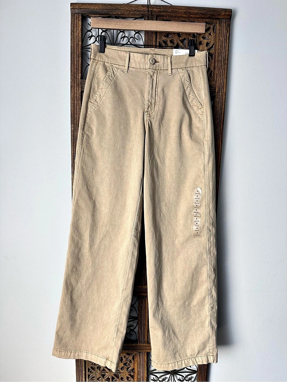 American Eagle Stretch Skater Trouser Wide Leg Pants in Beige Size 4